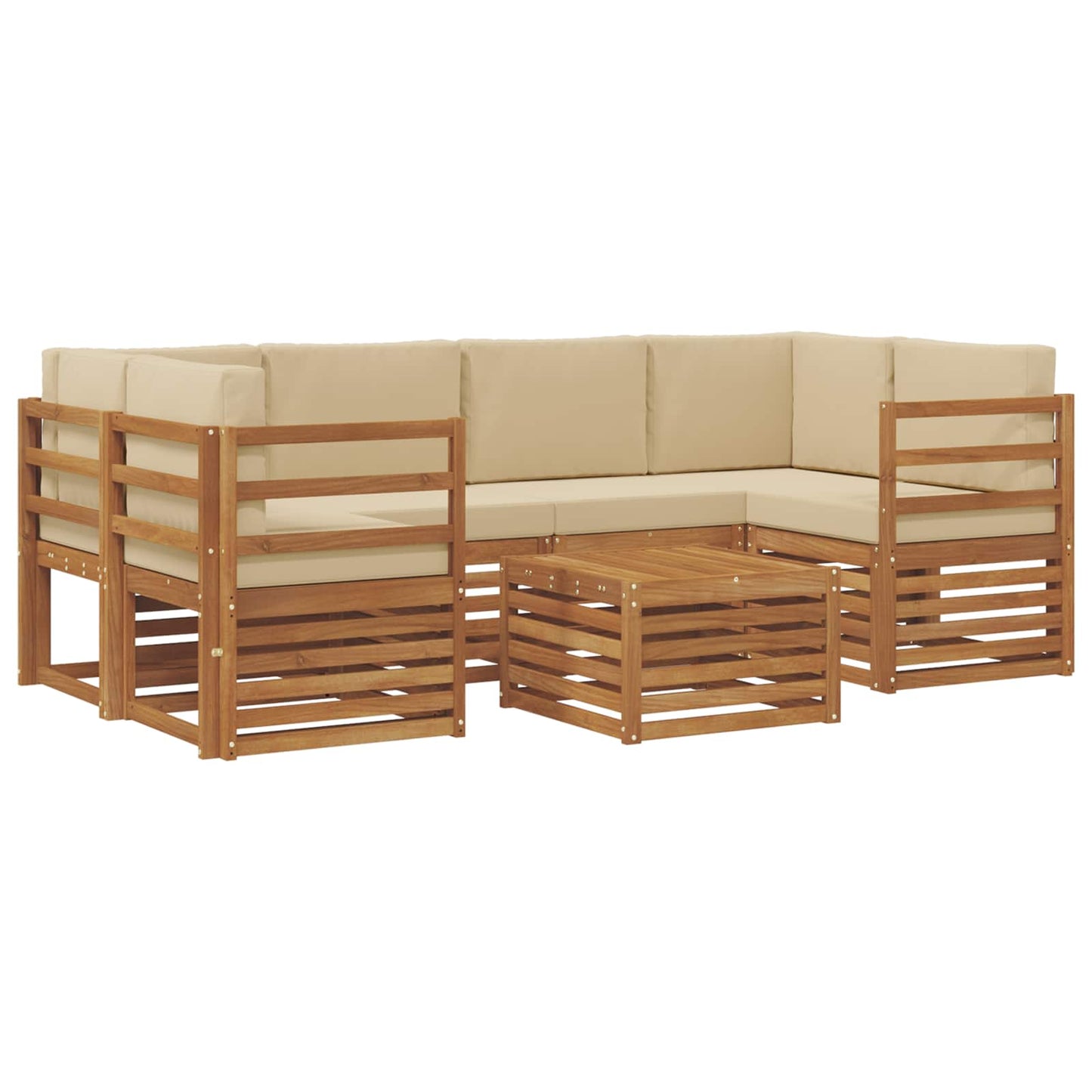 Set di divani da esterno con cuscino 7 pcs Naturale e Beige