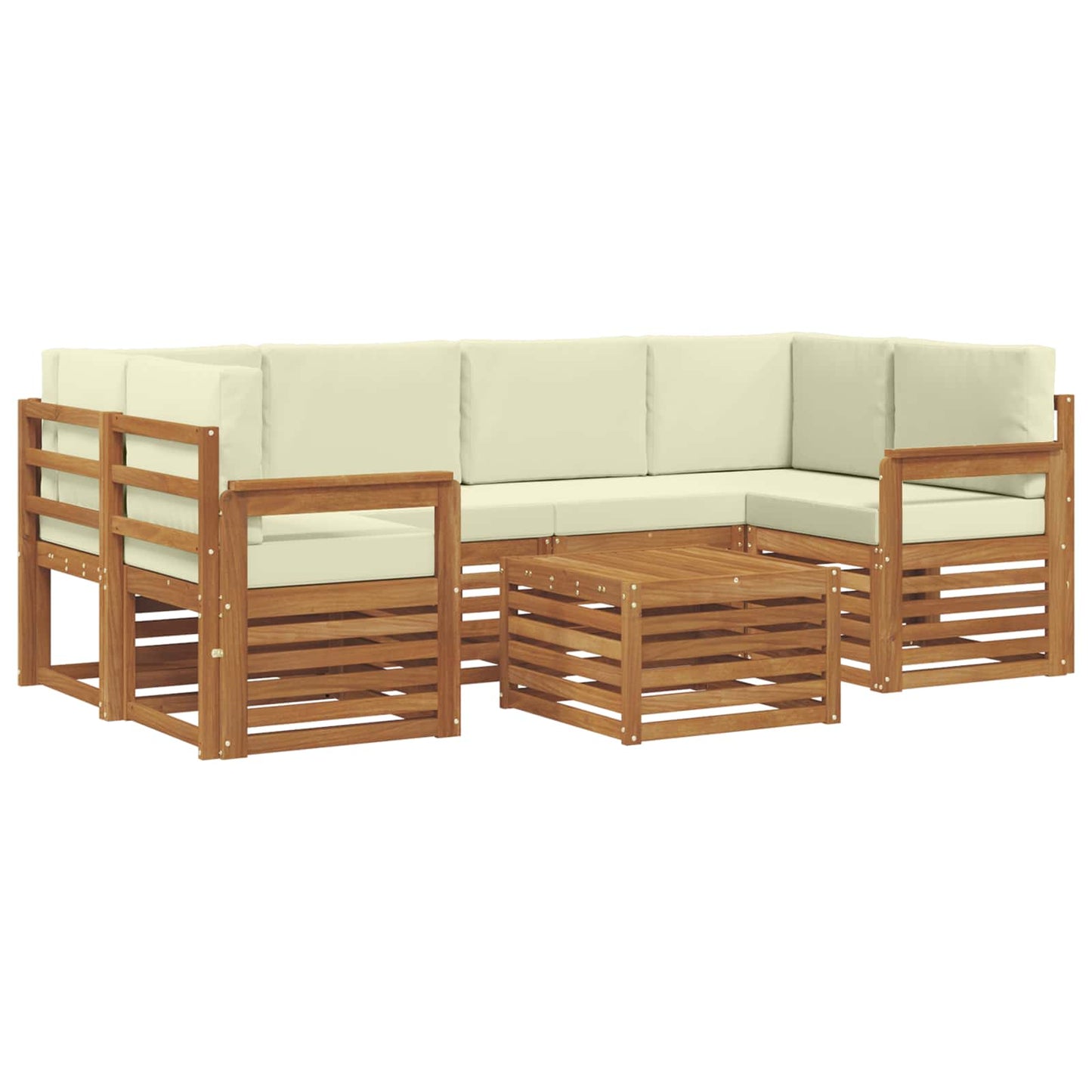 Set di divani da esterno con cuscino 7 pcs Naturale e Crema | homemem39