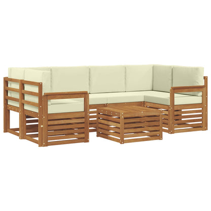 Set di divani da esterno con cuscino 7 pcs Naturale e Crema