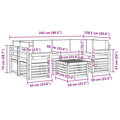 Set di divani da esterno con cuscino 7 pcs Naturale e Crema | homemem39