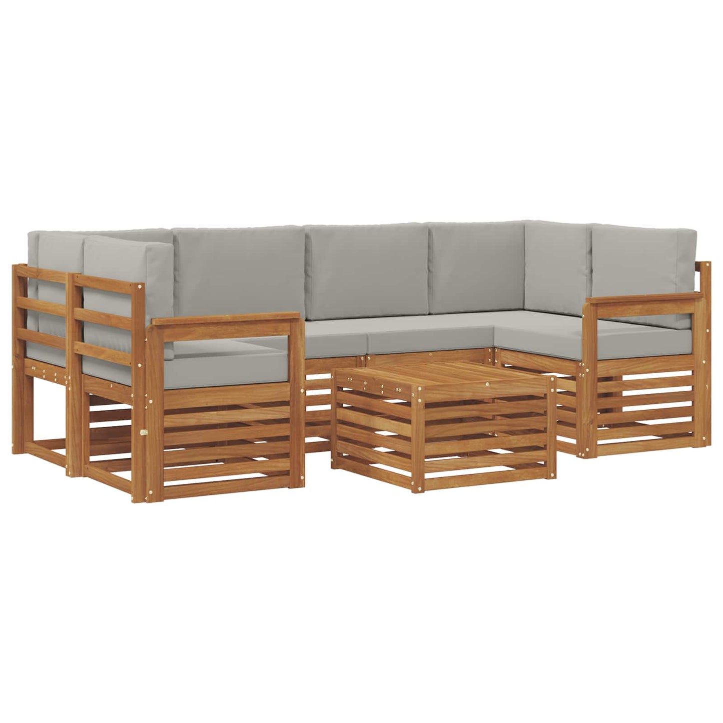 Set di divani da esterno 7 pcs Grigio Naturale e Chiaro | homemem39