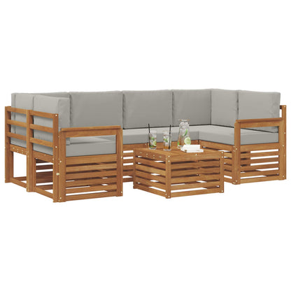 Set di divani da esterno 7 pcs Grigio Naturale e Chiaro | homemem39