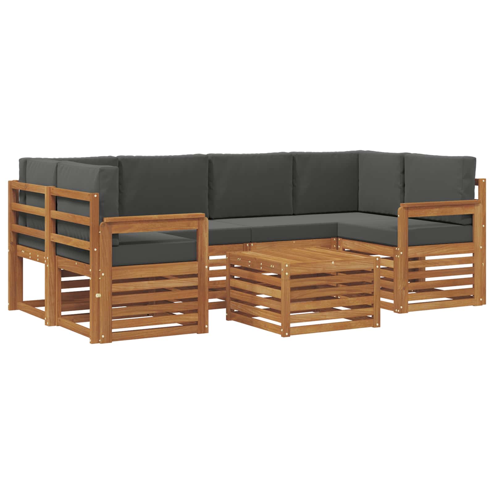 Set di divani da esterno con cuscino 7 pcs Naturale e Antracite | homemem39