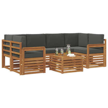 Set di divani da esterno con cuscino 7 pcs Naturale e Antracite | homemem39
