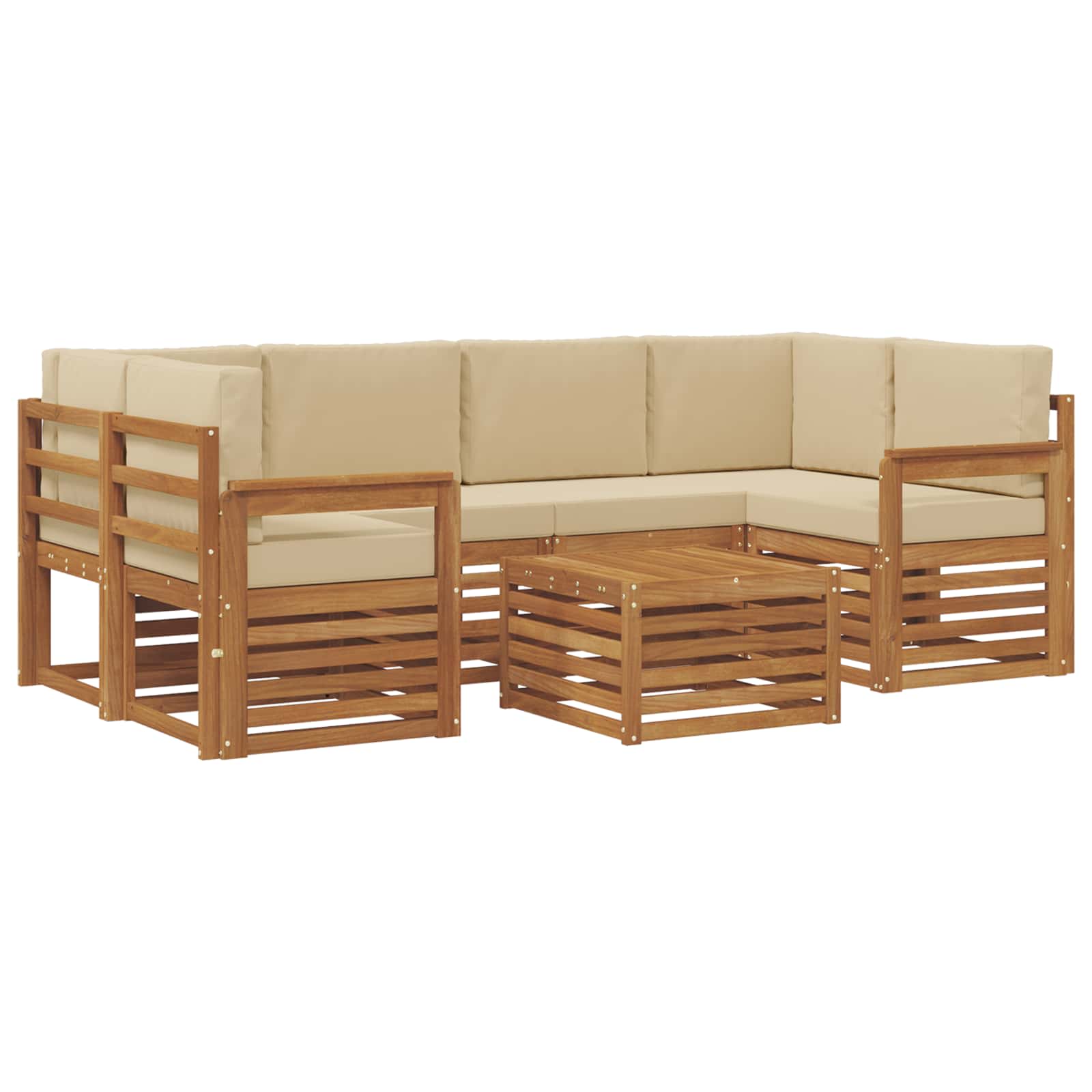 Set di divani da esterno con cuscino 7 pcs Naturale e Beige | homemem39