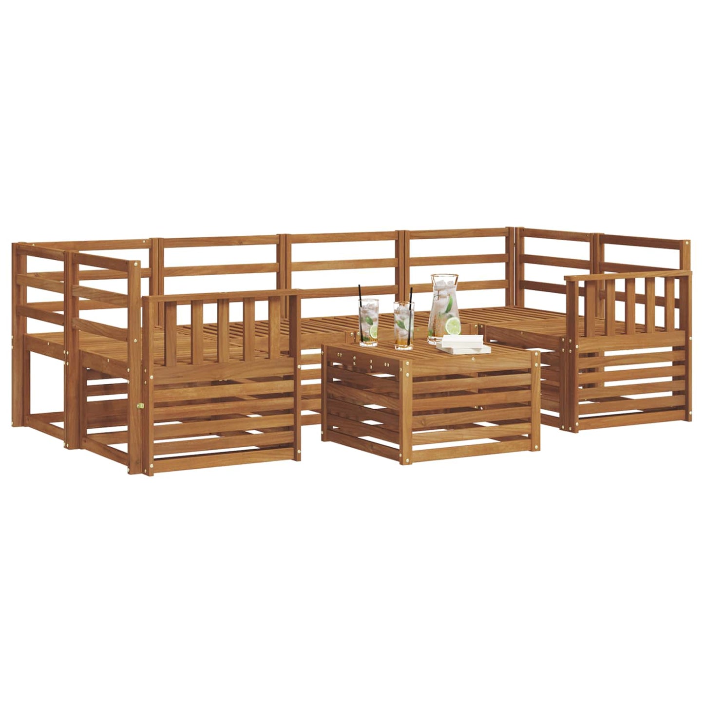 Set di divani da esterno 7 pcs Naturale