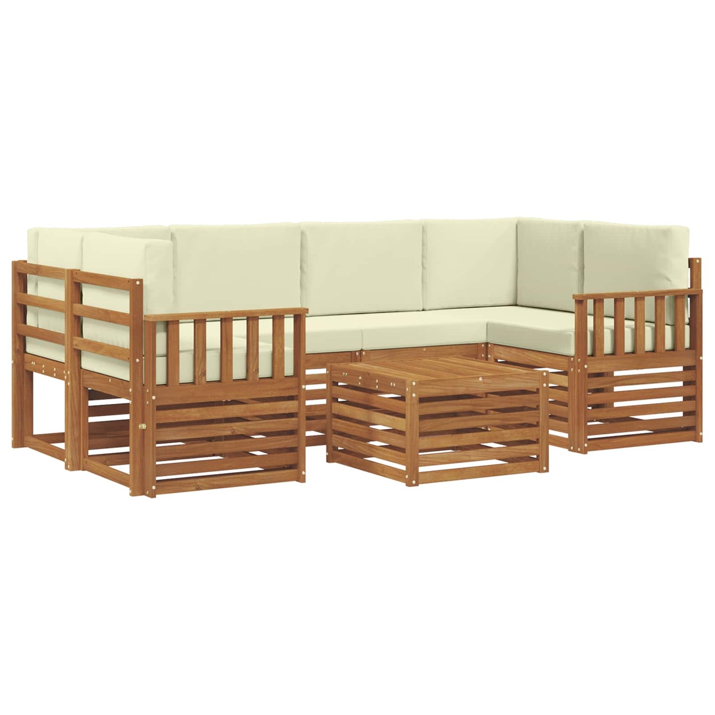 Set di divani da esterno con cuscino 7 pcs Naturale e Crema