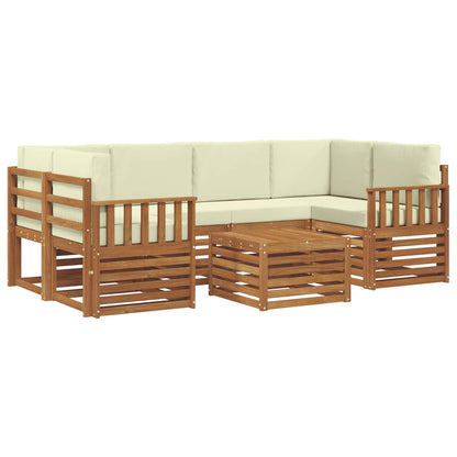 Set di divani da esterno con cuscino 7 pcs Naturale e Crema
