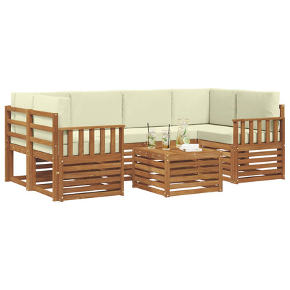 Set di divani da esterno con cuscino 7 pcs Naturale e Crema