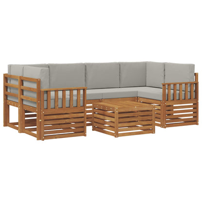 Set di divani da esterno 7 pcs Grigio Naturale e Chiaro | homemem39