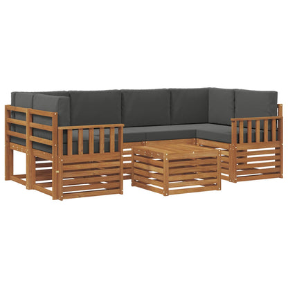 Set di divani da esterno con cuscino 7 pcs Naturale e Antracite