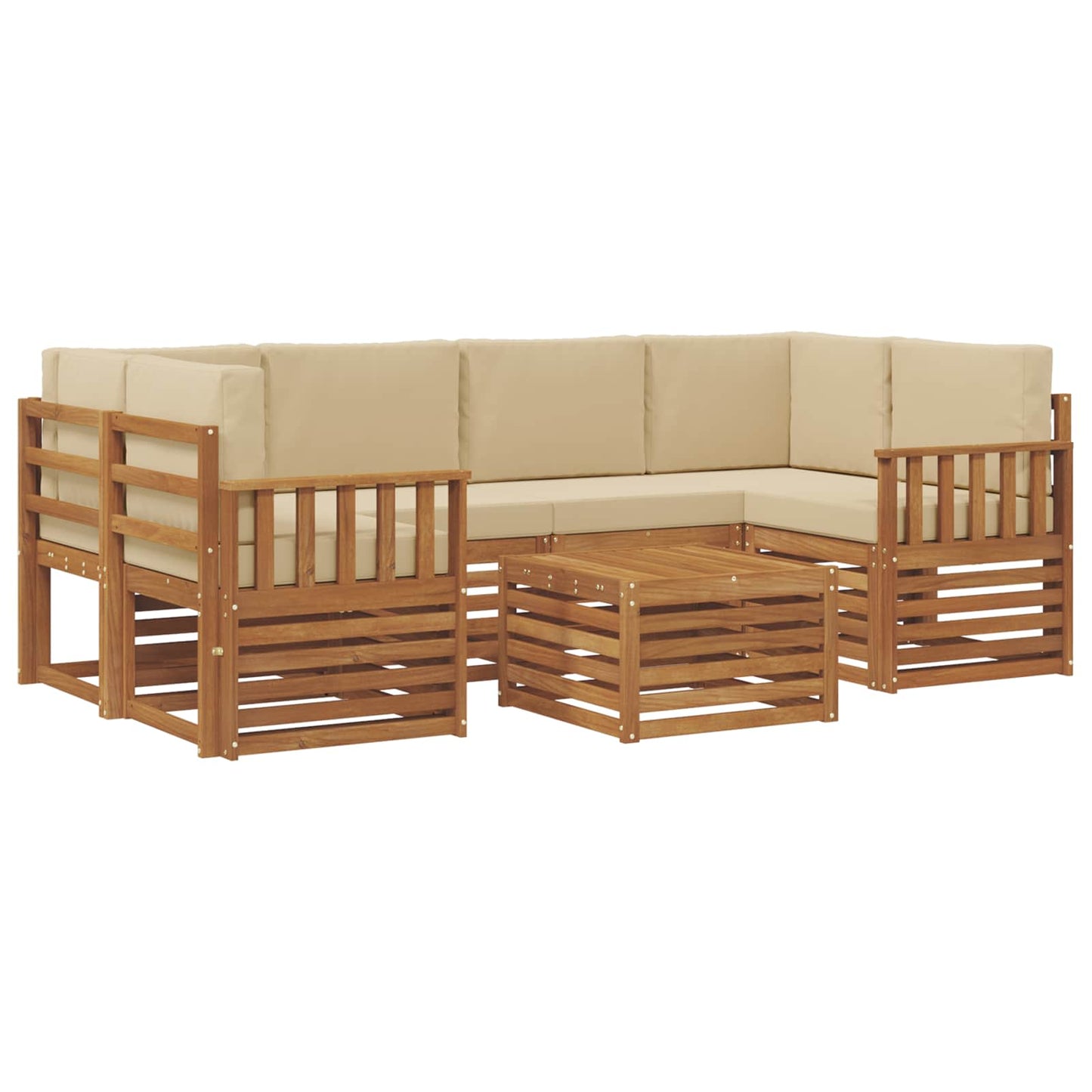 Set di divani da esterno con cuscino 7 pcs Naturale e Beige
