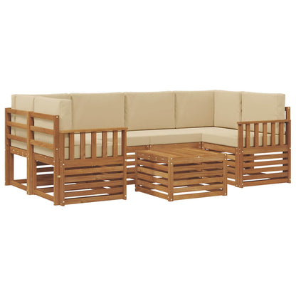 Set di divani da esterno con cuscino 7 pcs Naturale e Beige