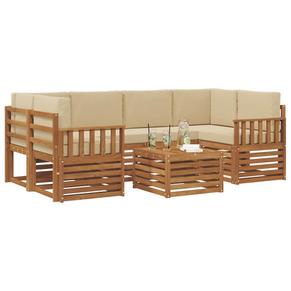 Set di divani da esterno con cuscino 7 pcs Naturale e Beige