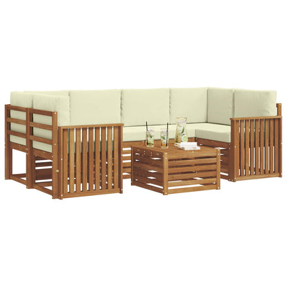 Set di divani da esterno con cuscino 7 pcs Naturale e Crema | homemem39