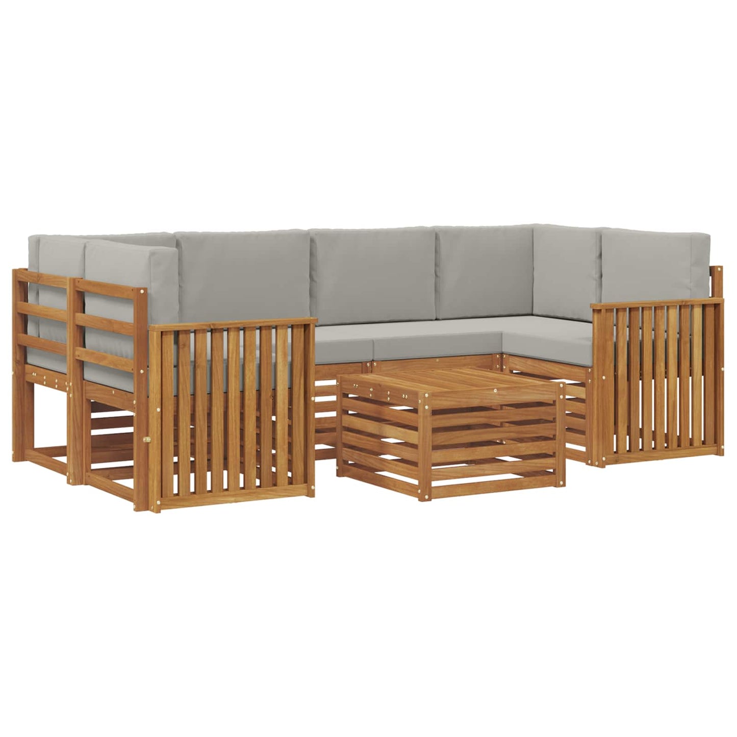 Set di divani da esterno 7 pcs Grigio Naturale e Chiaro | homemem39