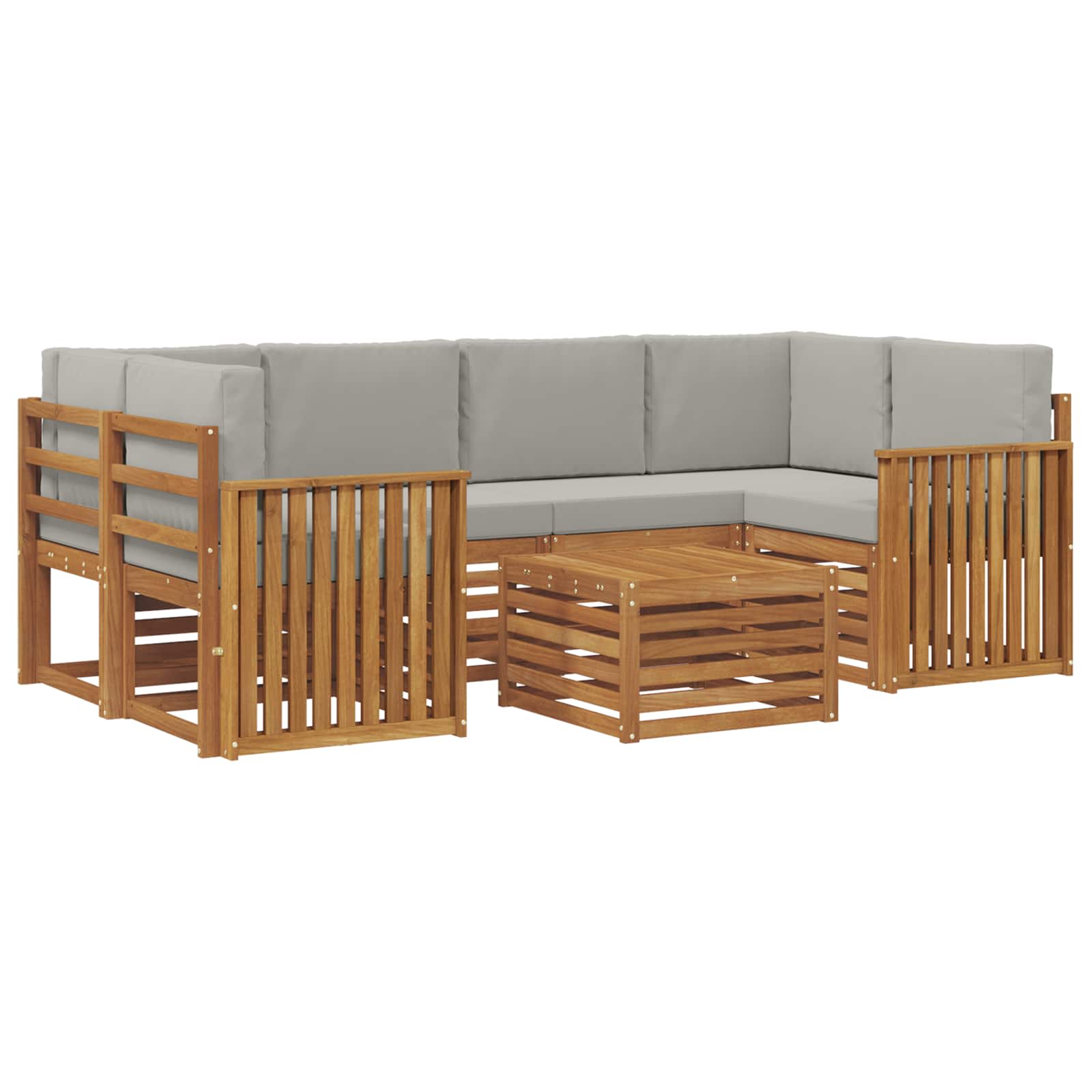 Set di divani da esterno 7 pcs Grigio Naturale e Chiaro | homemem39