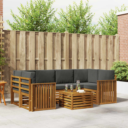 Set di divani da esterno con cuscino 7 pcs Naturale e Antracite