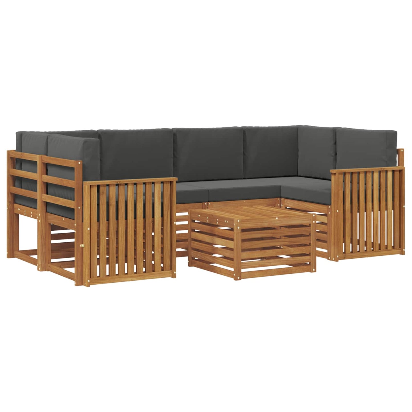 Set di divani da esterno con cuscino 7 pcs Naturale e Antracite