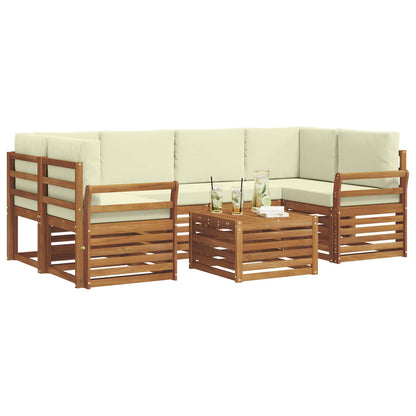 Set di divani da esterno con cuscino 7 pcs Naturale e Crema | homemem39