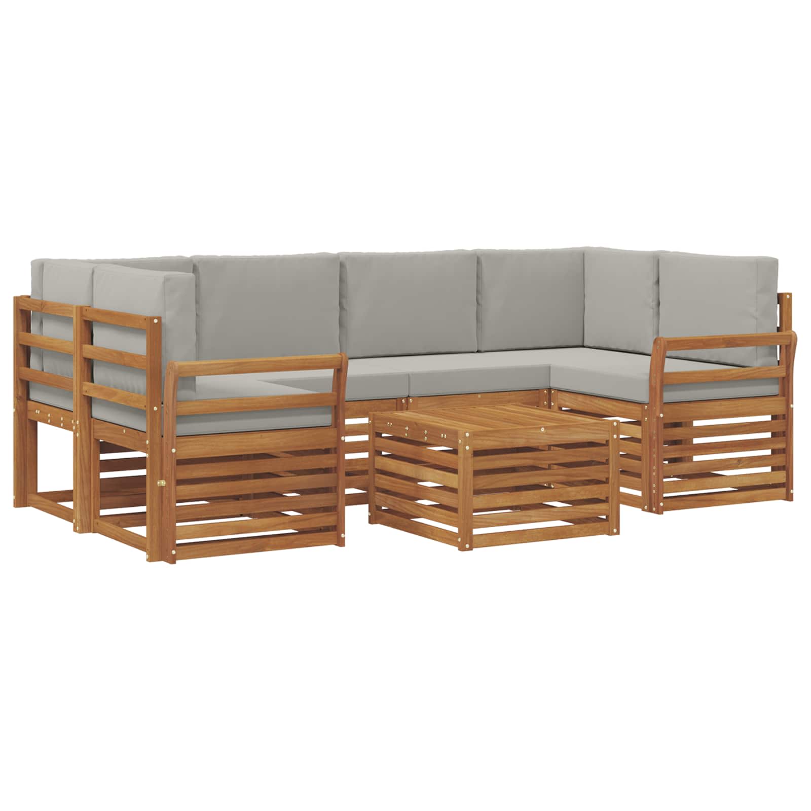 Set di divani da esterno 7 pcs Grigio Naturale e Chiaro | homemem39