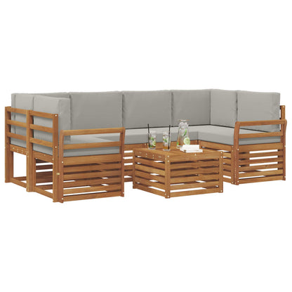 Set di divani da esterno 7 pcs Grigio Naturale e Chiaro | homemem39