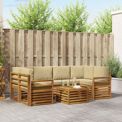Set di divani da esterno con cuscino 7 pcs Naturale e Beige