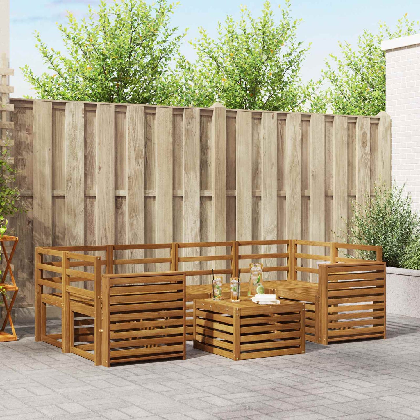 Set di divani da esterno 7 pcs Naturale