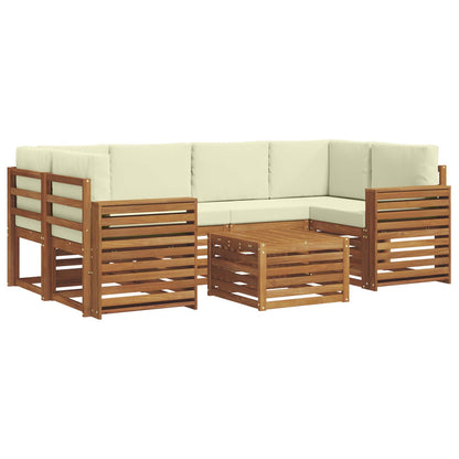 Set di divani da esterno con cuscino 7 pcs Naturale e Crema | homemem39