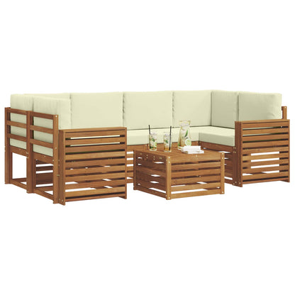 Set di divani da esterno con cuscino 7 pcs Naturale e Crema | homemem39