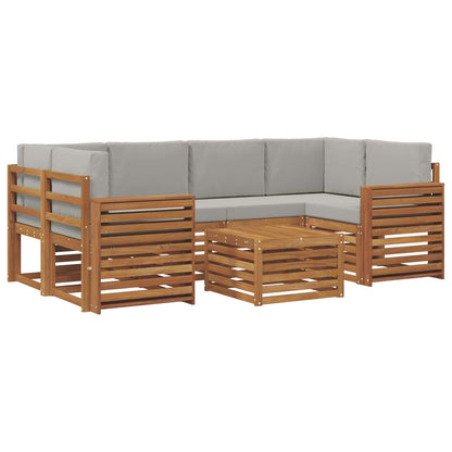 Set di divani da esterno 7 pcs Grigio Naturale e Chiaro | homemem39