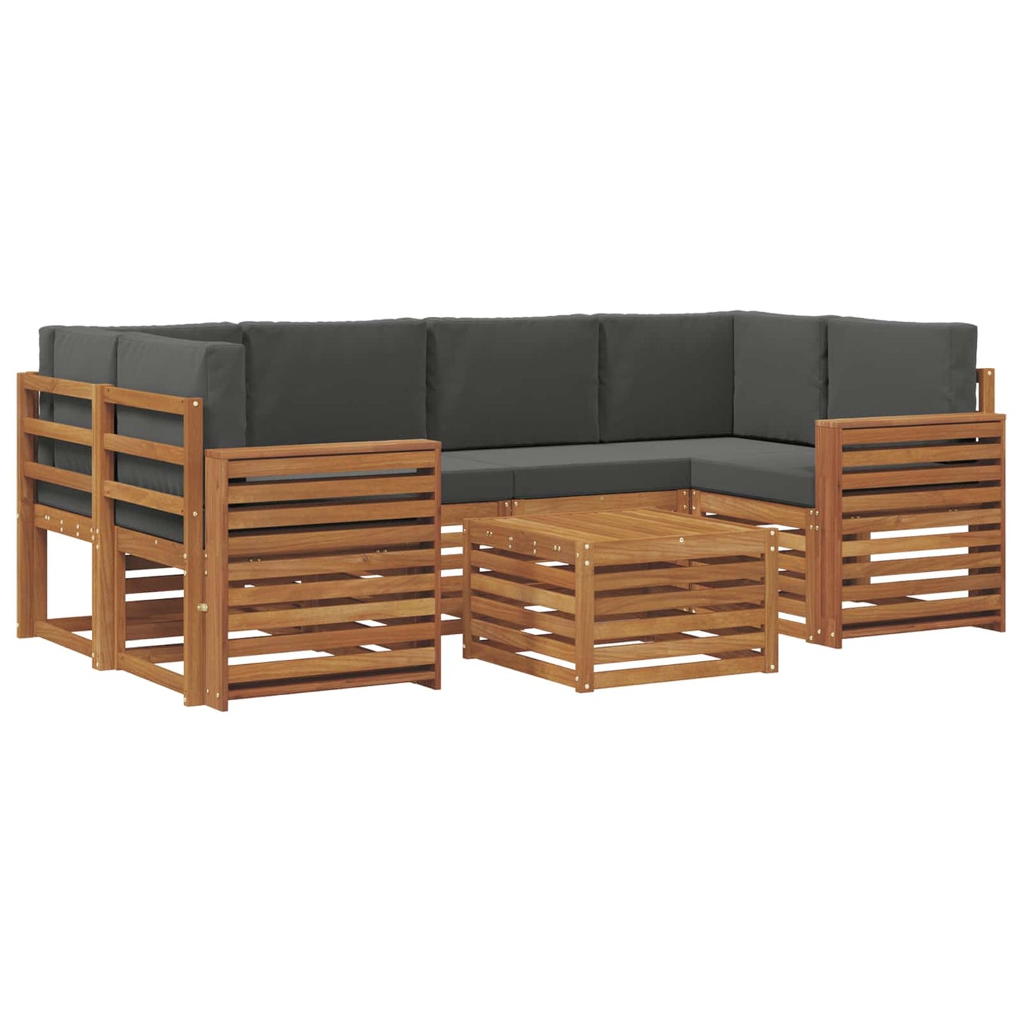 Set di divani da esterno con cuscino 7 pcs Naturale e Antracite