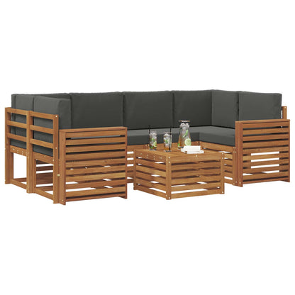 Set di divani da esterno con cuscino 7 pcs Naturale e Antracite | homemem39