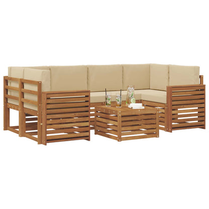 Set di divani da esterno con cuscino 7 pcs Naturale e Beige | homemem39