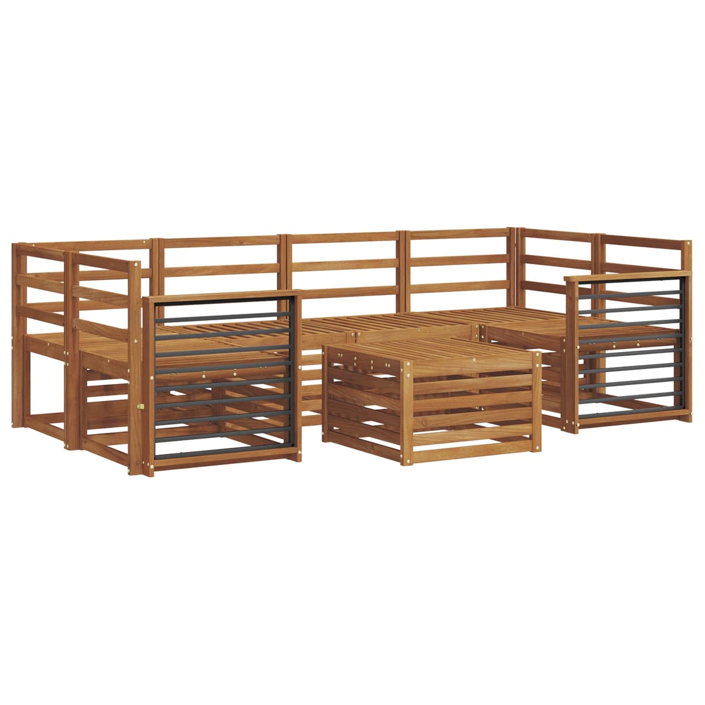 Set divani 7 pcs Naturale Legno di Acacia Massello
