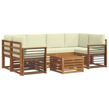Set di divani da esterno con cuscino 7 pcs Naturale e Crema