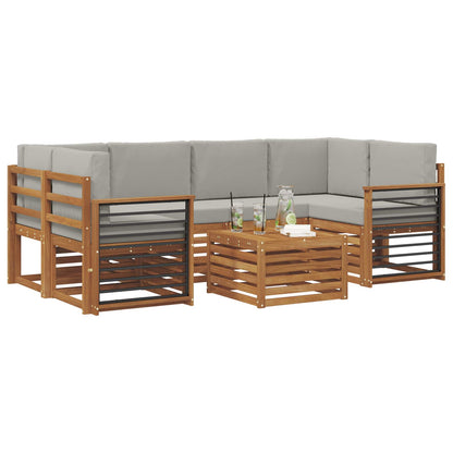 Set di divani da esterno 7 pcs Grigio Naturale e Chiaro