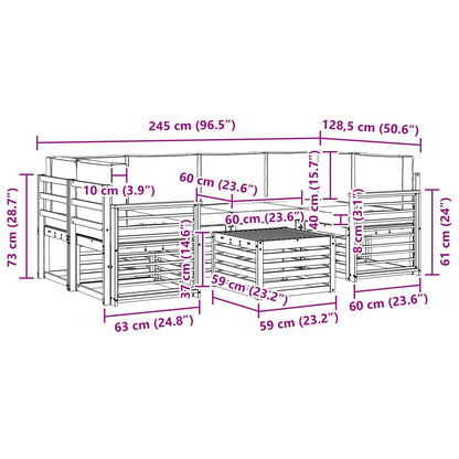 Set di divani da esterno 7 pcs Grigio Naturale e Chiaro