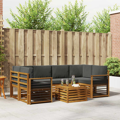Set di divani da esterno con cuscino 7 pcs Naturale e Antracite