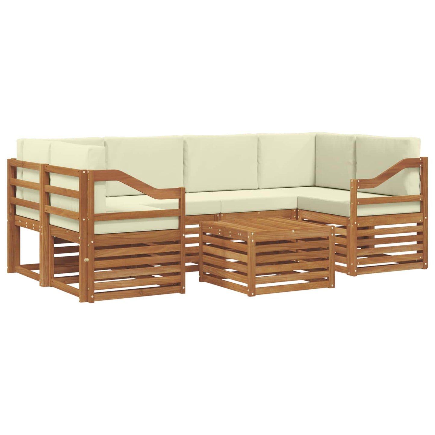 Set di divani da esterno con cuscino 7 pcs Naturale e Crema | homemem39
