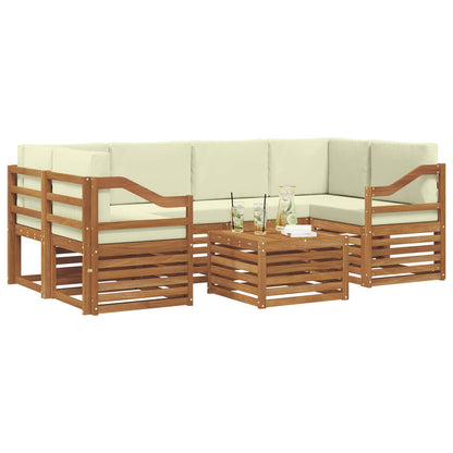 Set di divani da esterno con cuscino 7 pcs Naturale e Crema