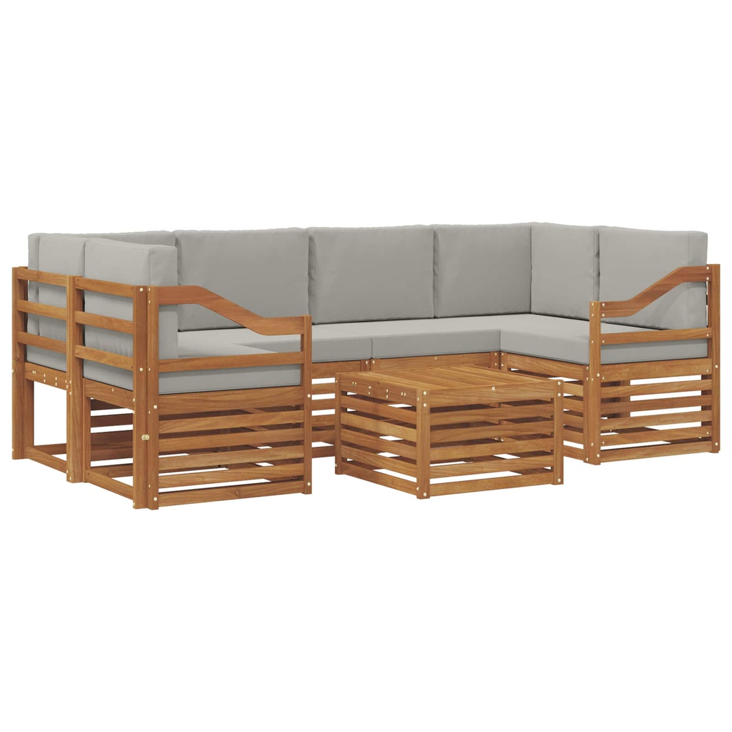 Set di divani da esterno 7 pcs Grigio Naturale e Chiaro | homemem39