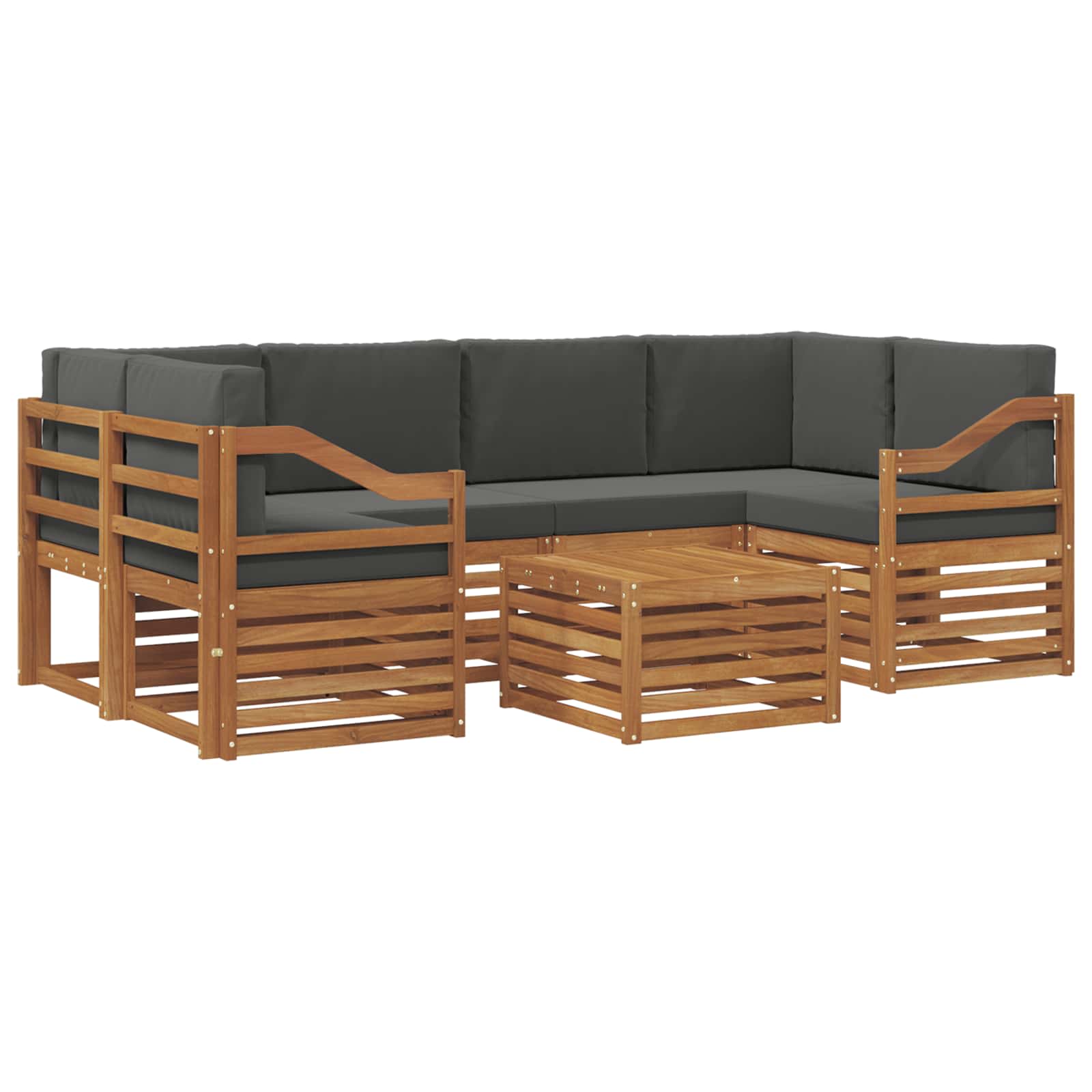 Set di divani da esterno con cuscino 7 pcs Naturale e Antracite | homemem39