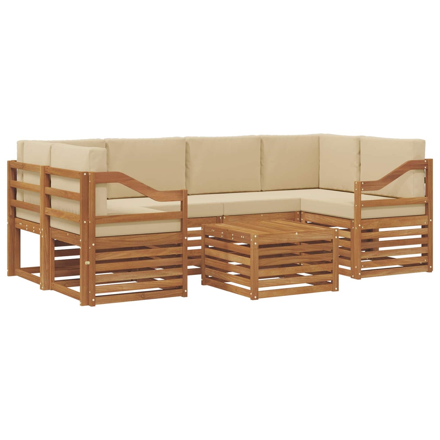 Set di divani da esterno con cuscino 7 pcs Naturale e Beige | homemem39