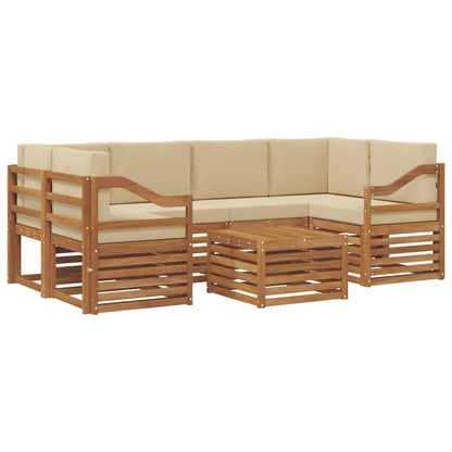 Set di divani da esterno con cuscino 7 pcs Naturale e Beige | homemem39
