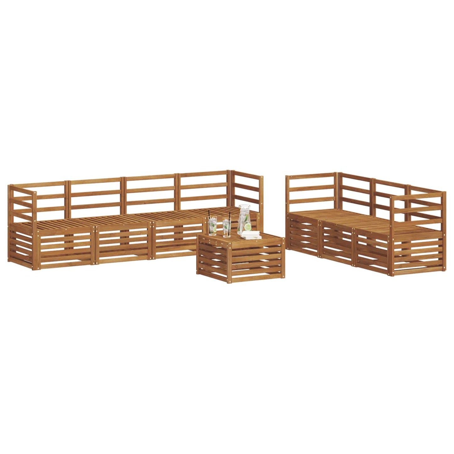 Set divani 8 pcs Naturale Legno di Acacia Massello