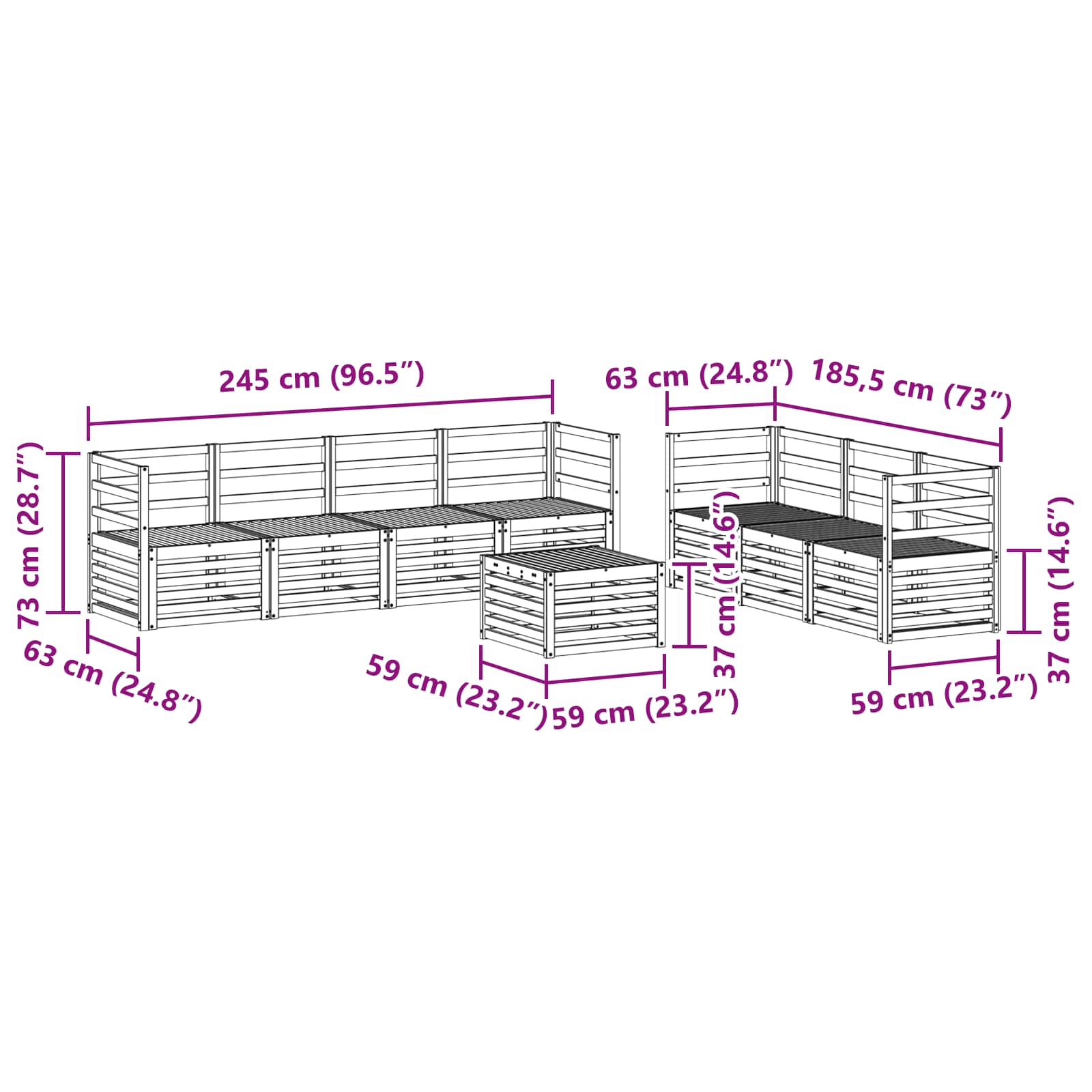 Set divani 8 pcs Naturale Legno di Acacia Massello | homemem39