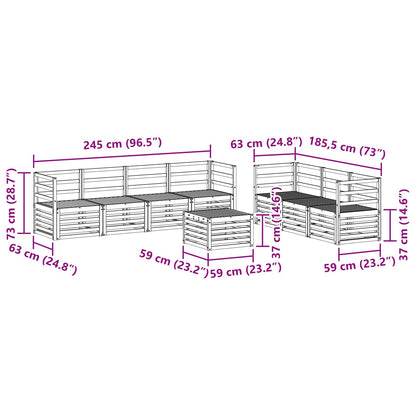 Set divani 8 pcs Naturale Legno di Acacia Massello