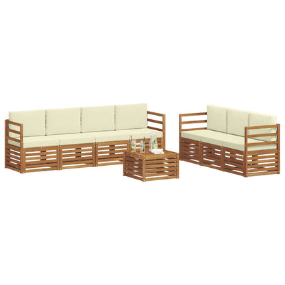 Set divani 8 pcs Naturale e Crema Legno di Acacia Massello | homemem39