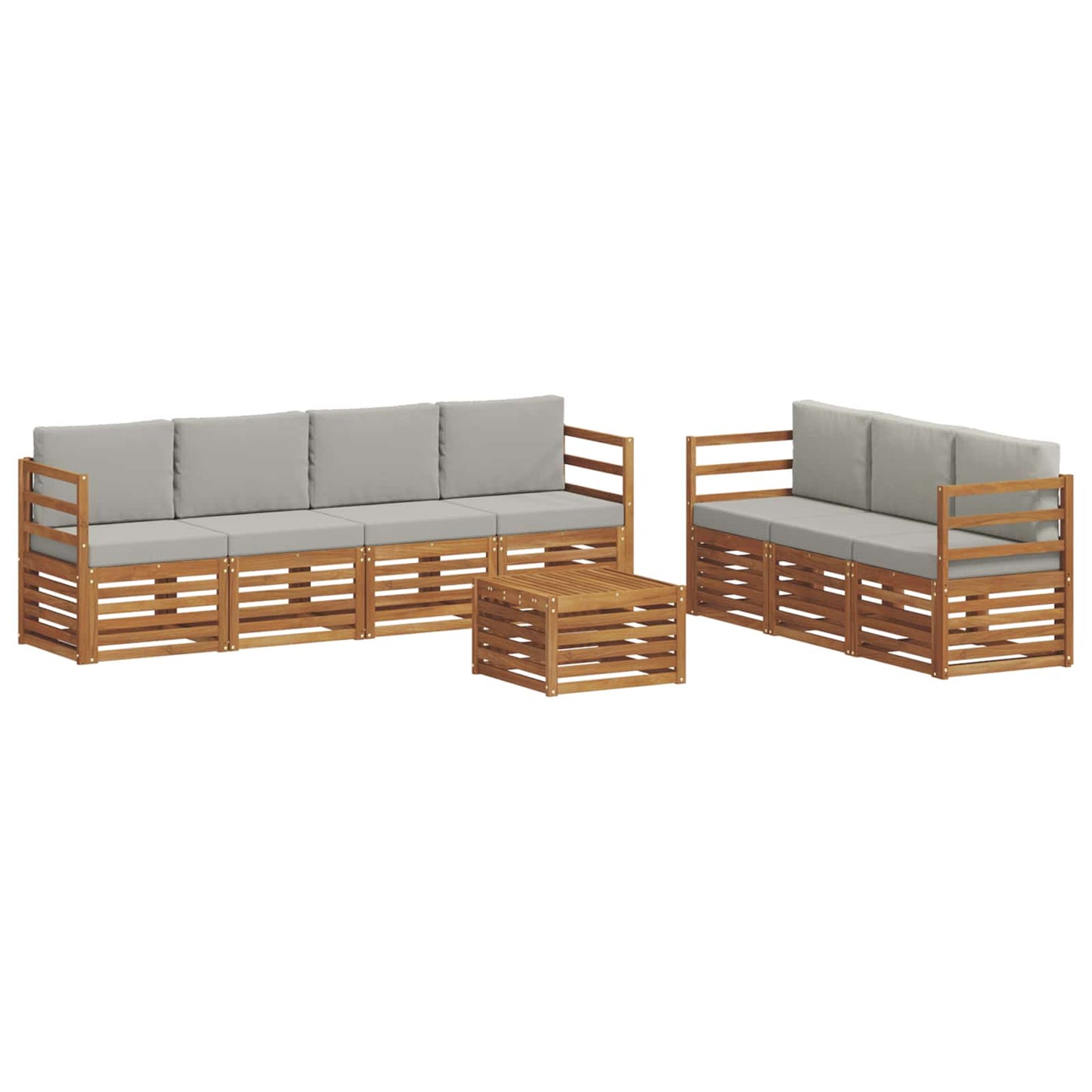 Set divani con cuscino 8 pcs Grigio Naturale e Chiaro